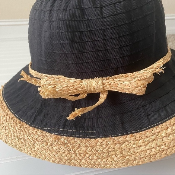 Scala | Women's Boho Beachy Black Tan Adjustable Sun Hat Vacation Beach Pool - Picture 7 of 9